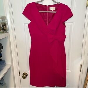 𝅺MIKAEL Aghal Magenta Pink Cocktail Mini Dress Bow Detail 6